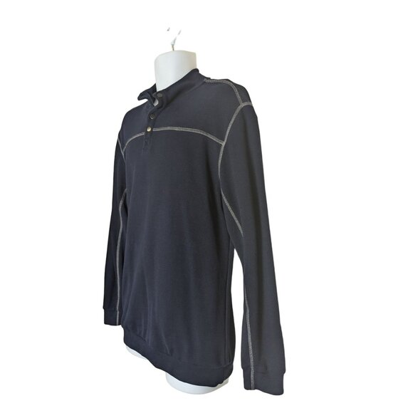 Rown Men's Navy Blue 1/4 Snap up Long Sleeve Shirt Size M - Picture 4 of 8